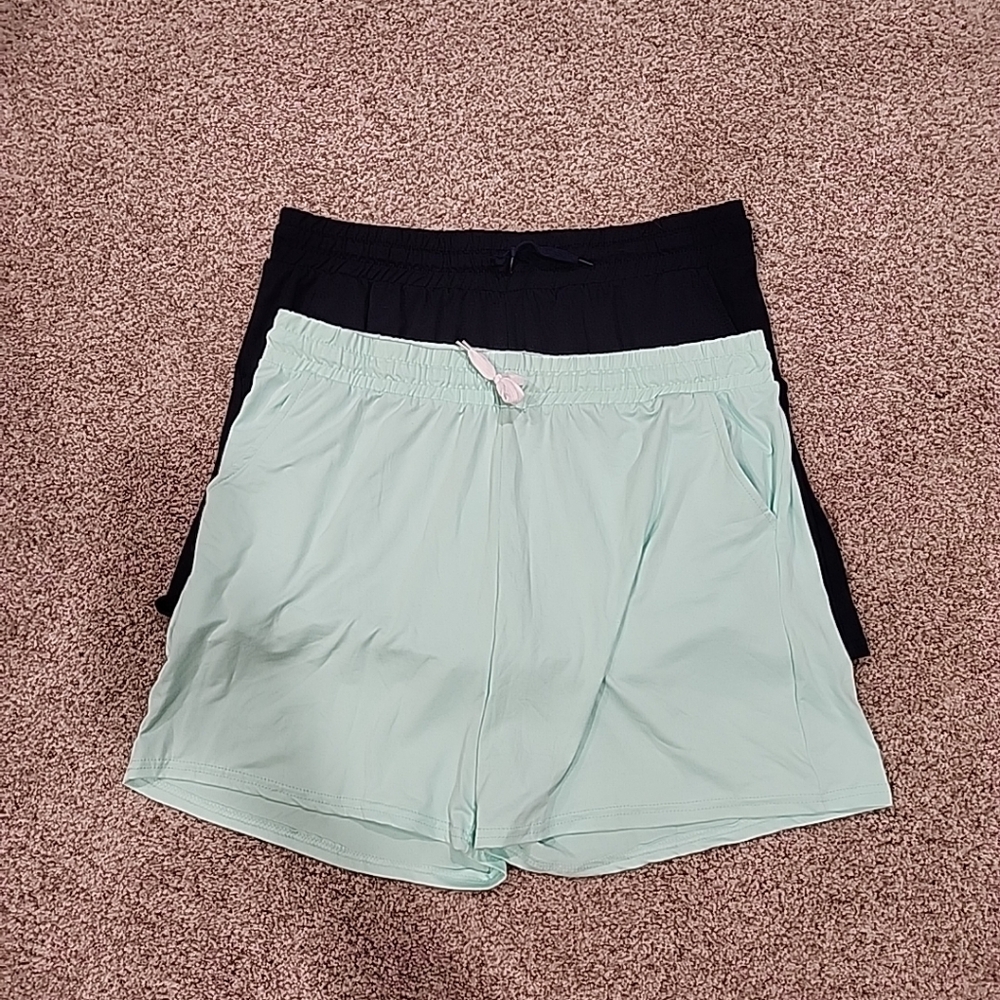 Real Essentials Womens XL 2 Pair Navy Blue & Mint Active Lounge shorts